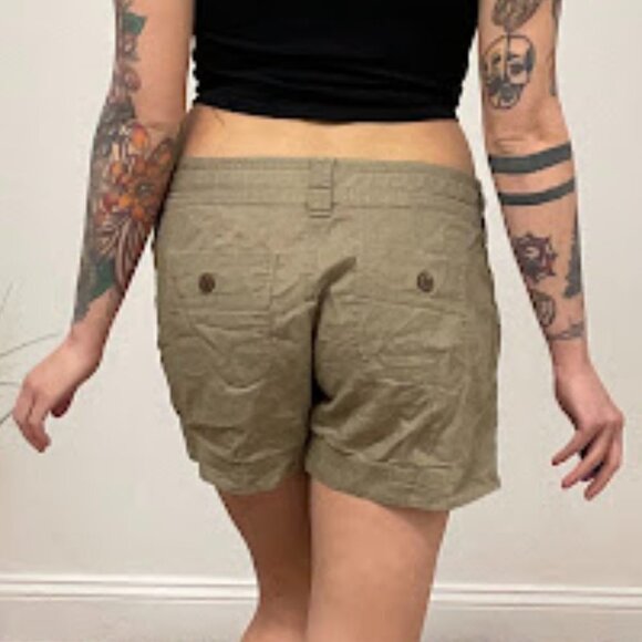 Patagonia Button Fly Linen Chino Shorts Drawstring Waist Size 6 Olive Green - Picture 9 of 12